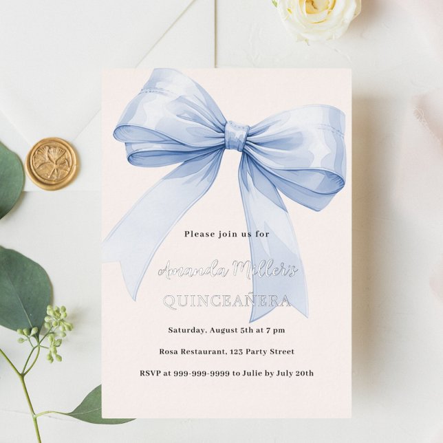 Blue bow cream elegant Quinceanera luxury silver (Creator Uploaded)