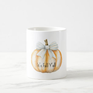 Blue Bow Cream Orange Pumpkin Coffee Mug