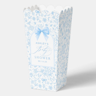 Blue Bow Cute Whimsical Chinoiserie Baby Shower Favour Box