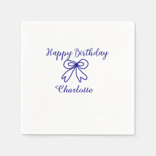 Blue bow CUTIE ADD NAME BABY happy birthday Napkin