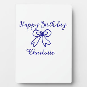 Blue bow CUTIE ADD NAME BABY happy birthday  Plaque