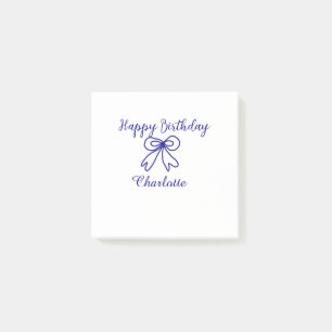 Blue bow CUTIE ADD NAME BABY happy birthday  Post-it Notes