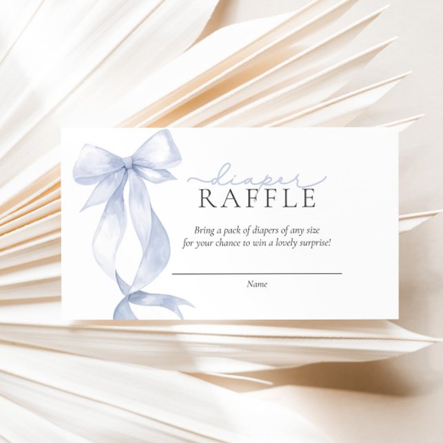 Blue Bow Diaper Raffle Baby Shower Enclosure Card (Creator Uploaded)