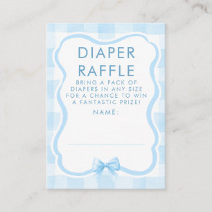 Blue Bow Diaper Raffle Baby Shower Tickets Enclosure Card