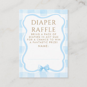 Blue Bow Diaper Raffle Baby Shower Tickets Enclosure Card