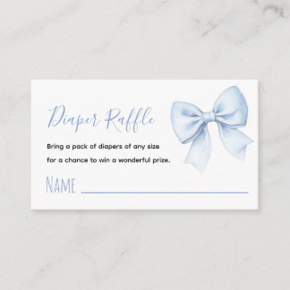 Blue Bow Diaper Raffle Coquette Baby Boy Shower Enclosure Card