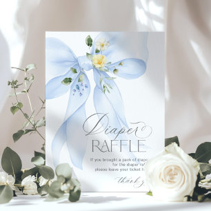 Blue Bow Diaper Raffle Floral Baby shower Poster