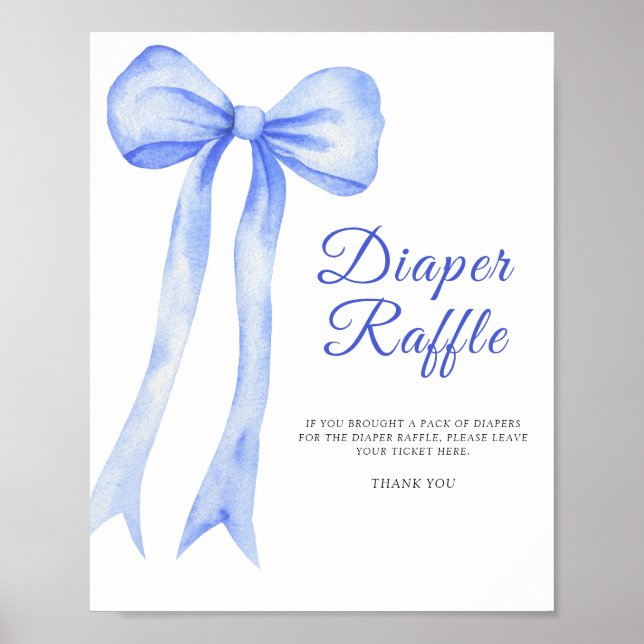 Blue bow - diaper raffle poster (Front)