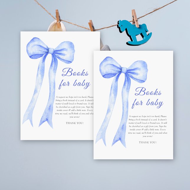 Blue Bow elegant baby book request Enclosure Card (Creator Uploaded)