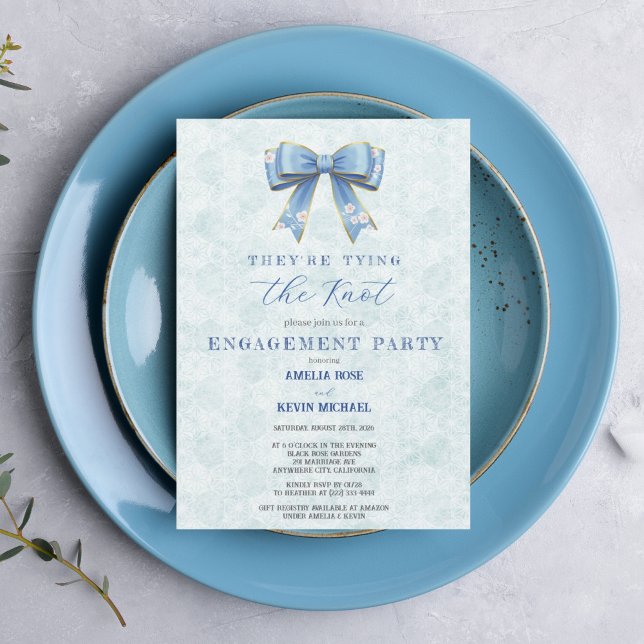 Blue Bow Engagement Invitation – Japanese Style (Creator Uploaded)