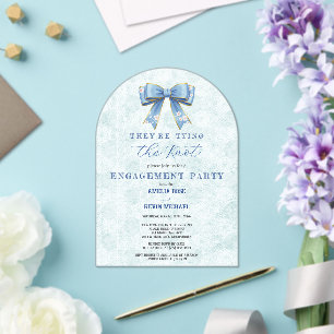 Blue Bow Engagement Invitation – Japanese Style