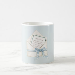 Blue Bow Envelope Christmas Coffee Mug