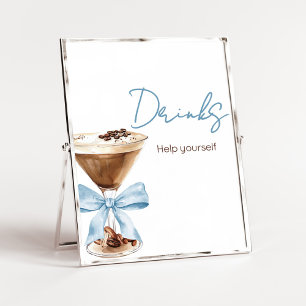 Blue Bow Espresso Martini Baby Shower Drinks Sign