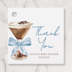 Blue Bow Espresso Martini Baby Shower Favour Tags