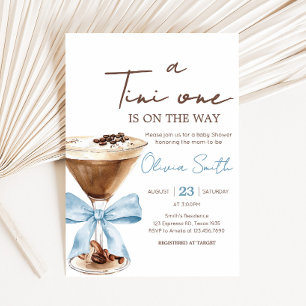 Blue Bow Espresso Martini Baby Shower Invitation