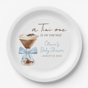 Blue Bow Espresso Martini Baby Shower Paper Plate