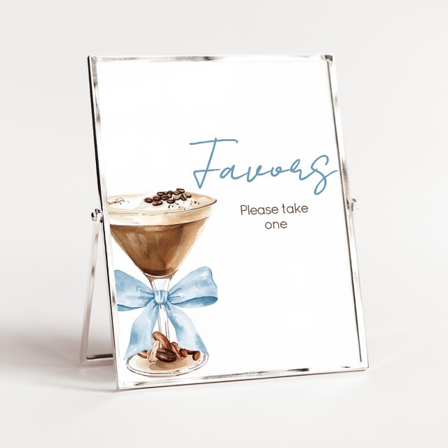 Blue Bow Espresso Shower Envelope Station Sign (Espresso Baby Shower Sign)