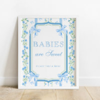 Blue Bow Floral Babies are Sweet Take a Treat 