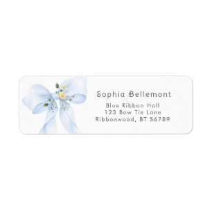 Blue Bow Floral Baby Shower Return Address