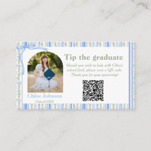 Blue Bow Floral Graduation Enclosure Card