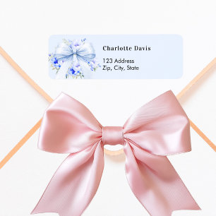 Blue bow floral return address 