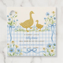 Blue Bow Floral Silly Goose Boy Baby Shower