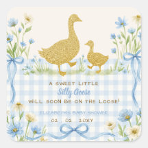 Blue Bow Floral Silly Goose Boy Baby Shower
