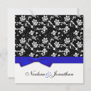 Blue Bow Flower Wedding Invitation