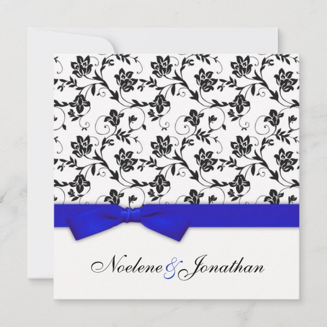 Blue Bow Flower Wedding Invitation (Front)