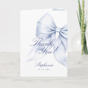 Blue Bow Folded Thank You Card