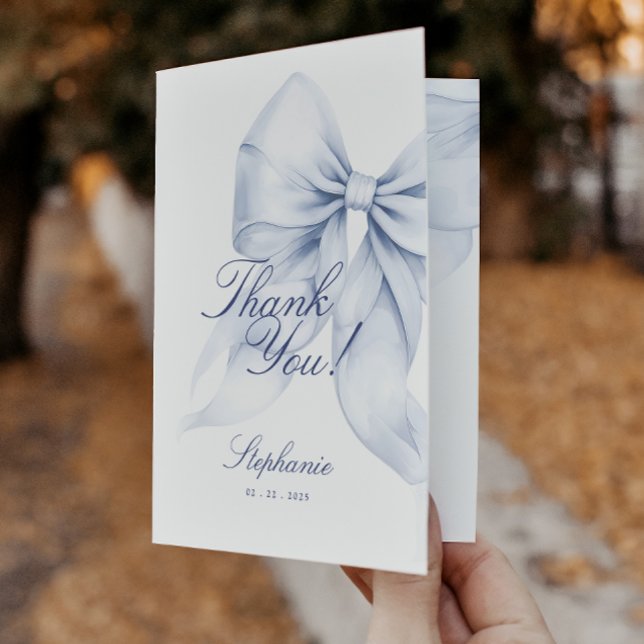 Blue Bow Folded Thank You Card (Creator Uploaded)