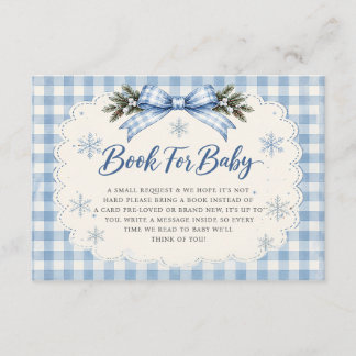 Blue Bow Gingham Teddy Bear Books For Baby Enclosure Card
