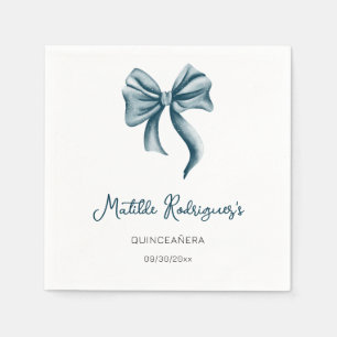 Blue Bow Girl Quinceanera Birthday Napkin