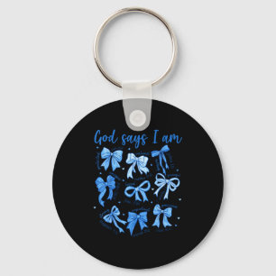 Blue Bow God Say I Am Christian Girl Women Bible V Key Ring