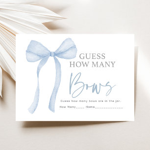 Blue Bow Guess How Many Baby Shower Game Enclosure Card