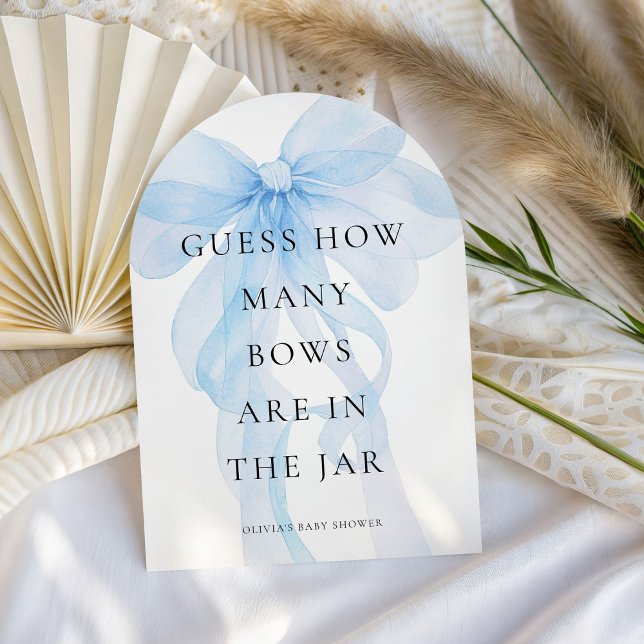 Blue Bow Guess How Many Game Baby Shower card (Creator Uploaded)