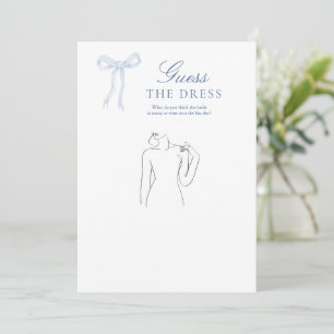 Blue Bow Guess The Dress Bridal Shower Game Invitation