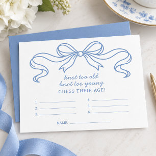 Blue Bow Guess Their Age Bridal Shower Game Card