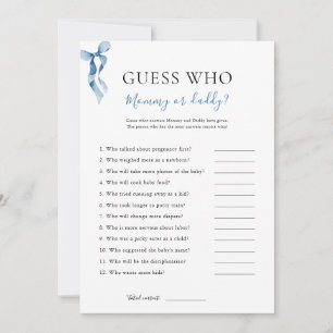 Blue Bow Guess Who Baby Shower Game Card