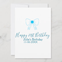 Blue bow happy 21st birthday name date girlstylish