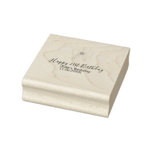 Blue bow happy 21st birthday name date girlstylish rubber stamp