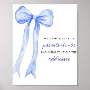 Blue bow - Help the Busy Parents-to-Be Addressee Poster
