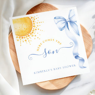 Blue Bow Here Comes the Son Napkin