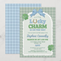 Blue Bow Horseshoe Lucky Charm Boy Baby Shower