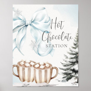 Blue Bow Hot Chocolate Sign Baby Shower
