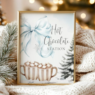 Blue Bow Hot Chocolate Sign Baby Shower