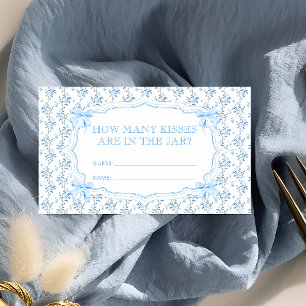 Blue Bow How Many Kisses Bridal Game Enclosure Card