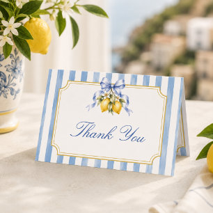 Blue Bow Italian Lemon Ciao Baby Shower Thank You Card
