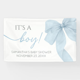 Blue Bow Its A Boy Baby Shower Banner