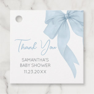 Blue Bow Its A Boy Baby Shower Square Favour Tags